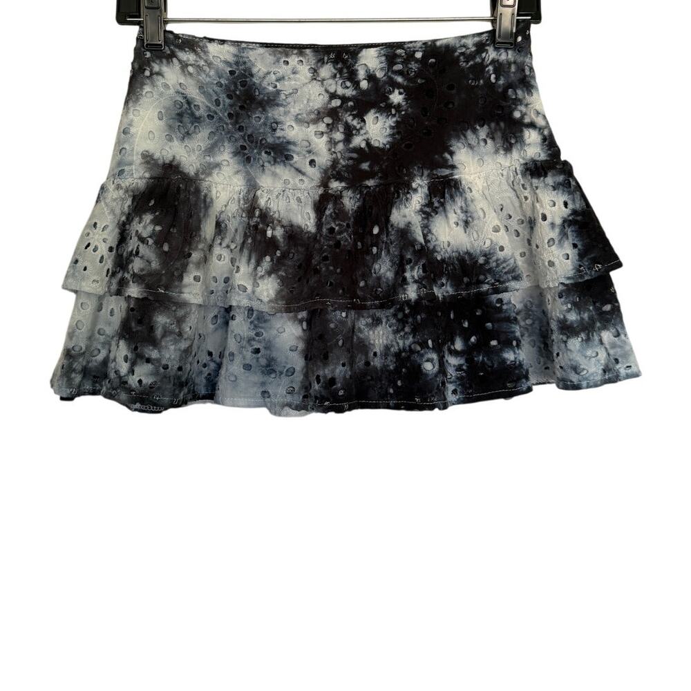 KATIEJ NYC Tween Lilly Ruffle Eyelet Skirt - Black/Blue/White - L /12